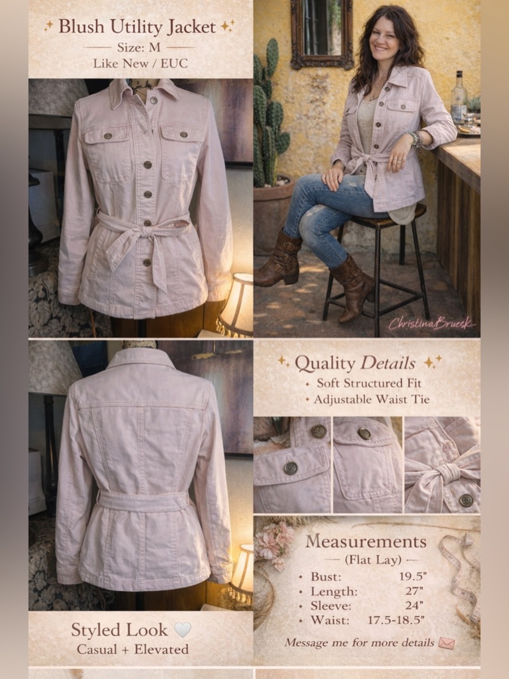 Maurices Light Pink Belted Utility Jacket - Women